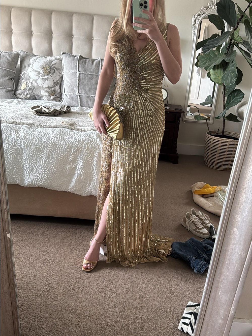 Mac Duggal Gold Sequin Dress 5473